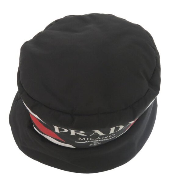 Prada Re Nylon Logo Print Volume Bucket Hat Polyester Polyamide Black 0673 main image 7